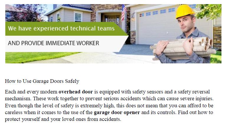 How to Use Garage Doors Safely - Garage Door Repair Roanoke